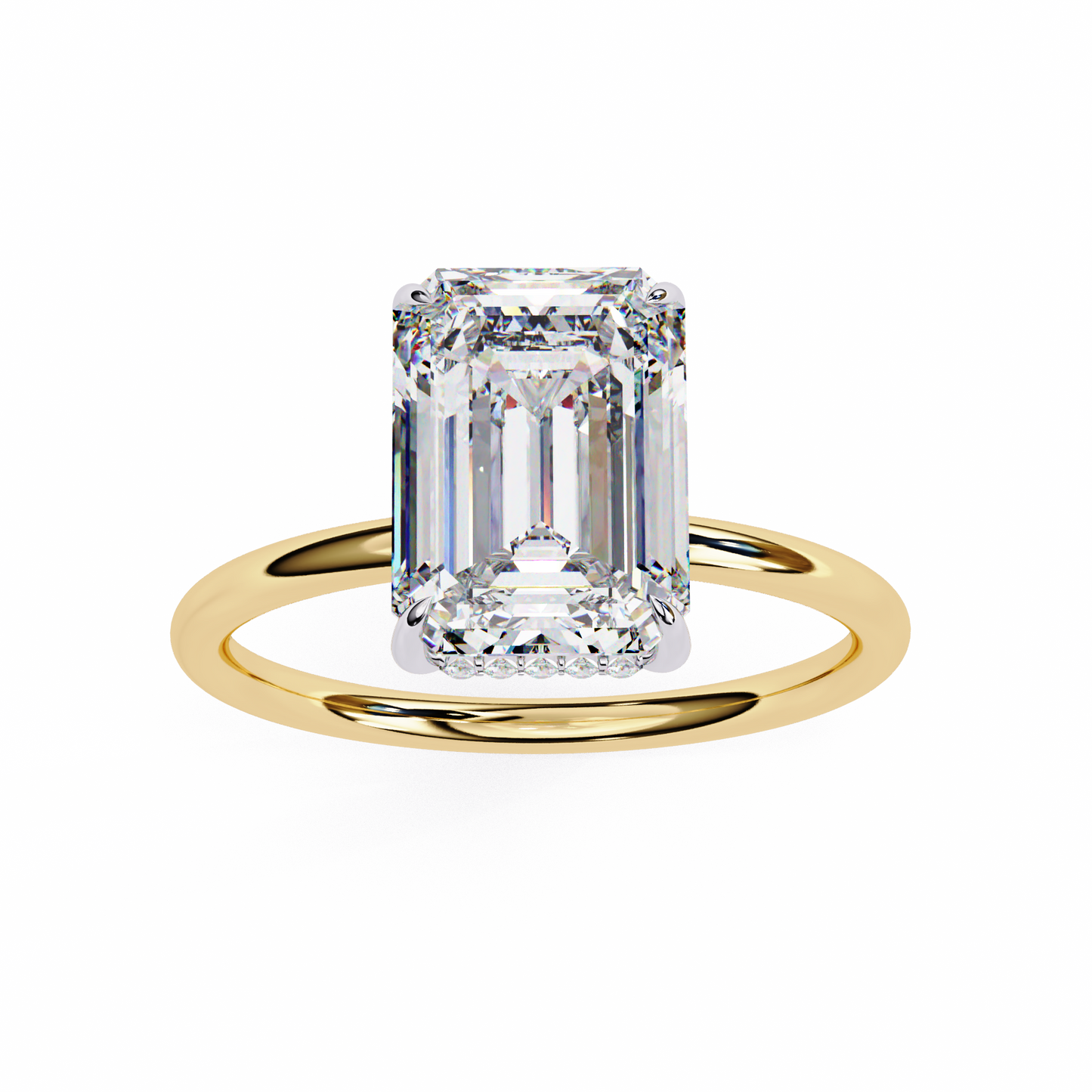 2.24 carat emerald cut hidden halo diamond engagement ring for women – elegant bridal jewelry