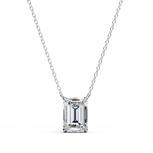 1.00 Carat Emerald Cut Solitaire Diamond Pendant Necklace – Brilliant Fine Jewelry