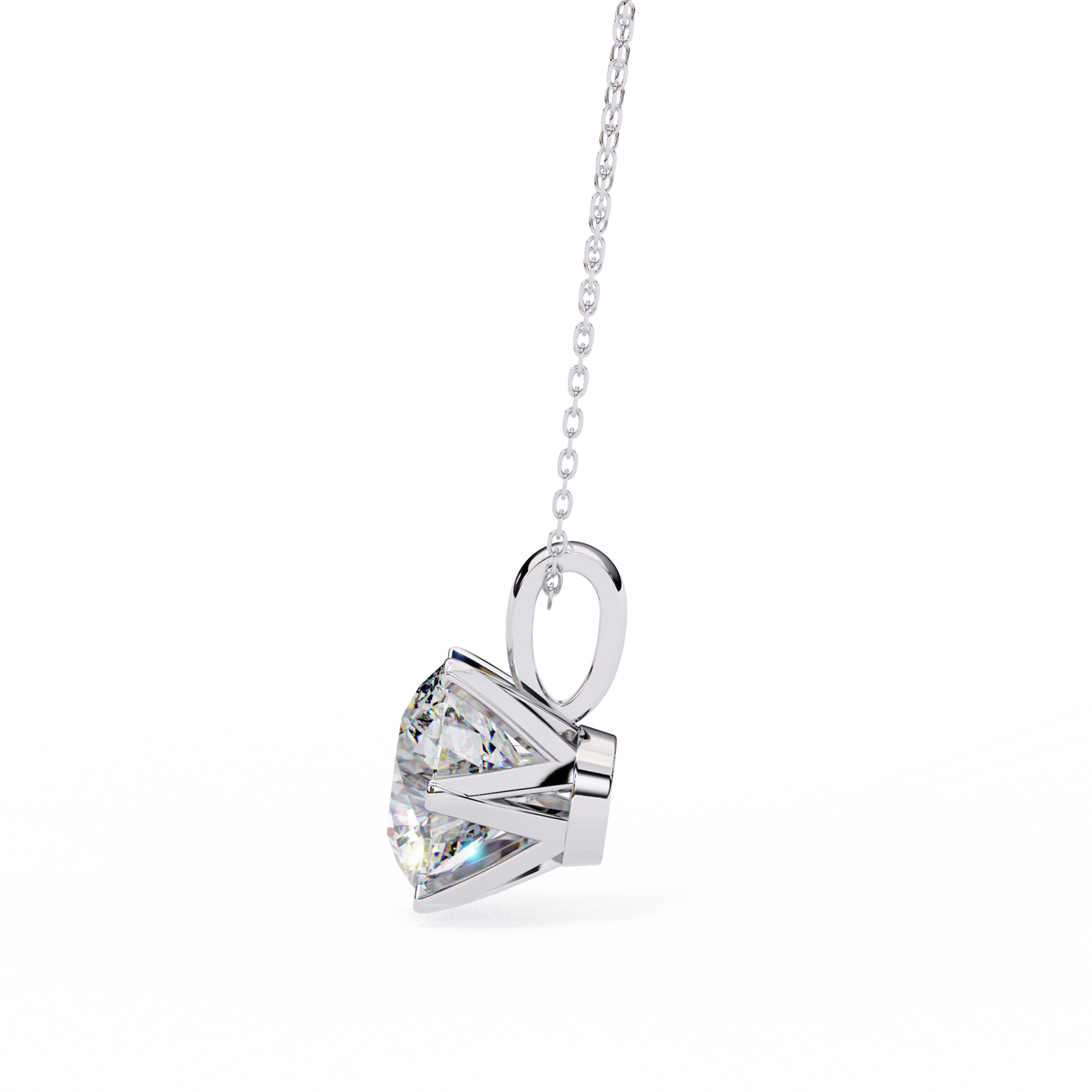 lgd solitaire pendant round stone (2.2ct) in 14k gold without chain