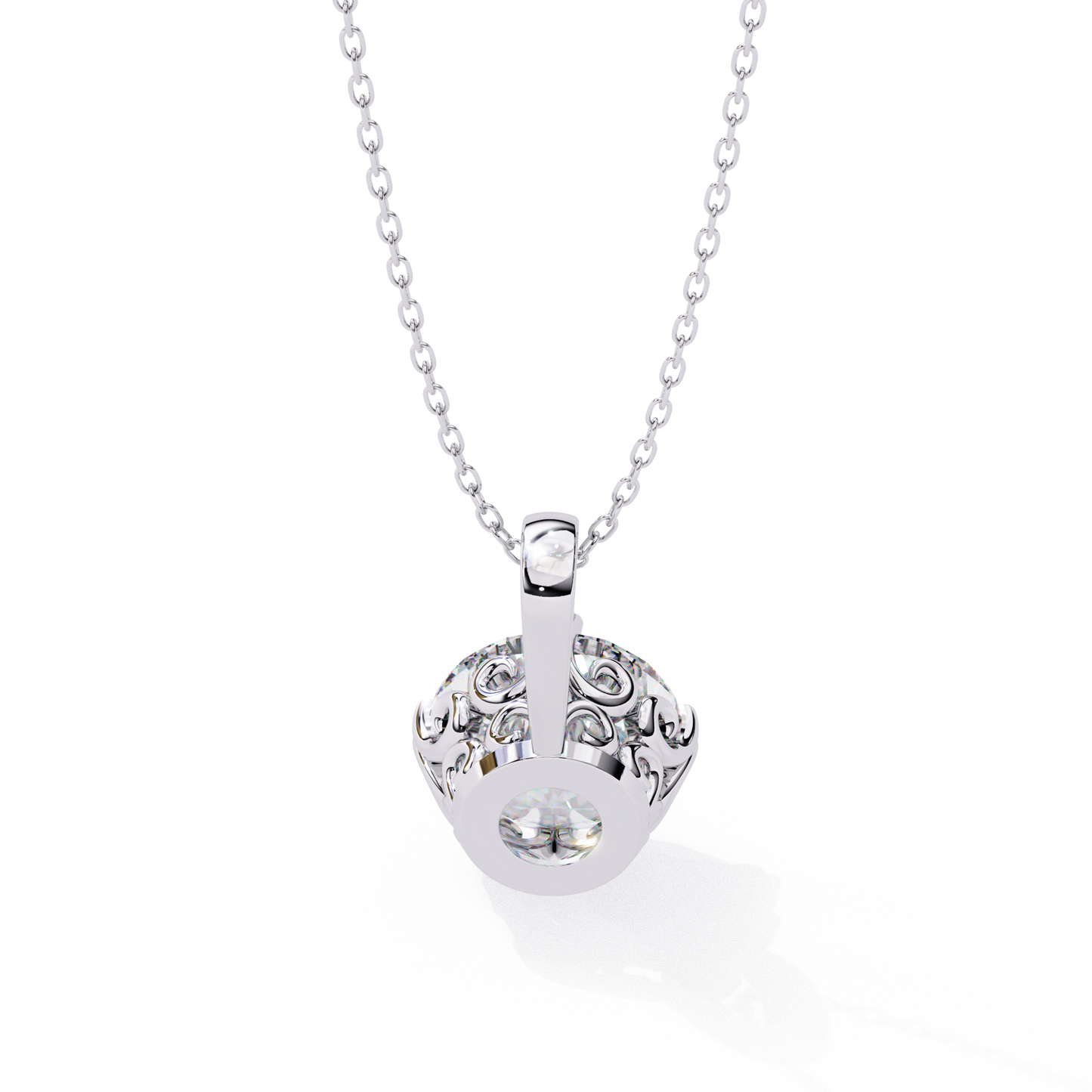 lgd solitaire pendant round stone (1.84ct) in 14k gold without chain