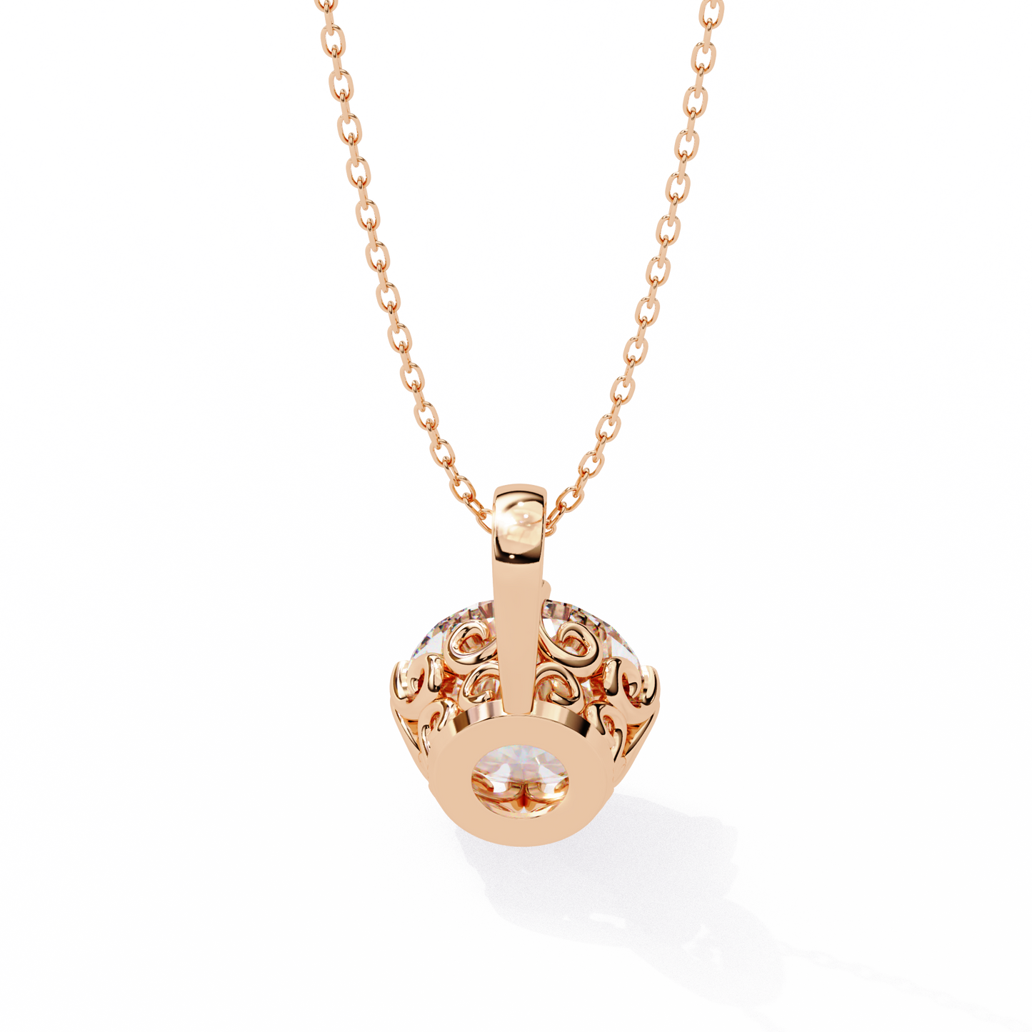 lgd solitaire pendant round stone (1.84ct) in 14k gold without chain