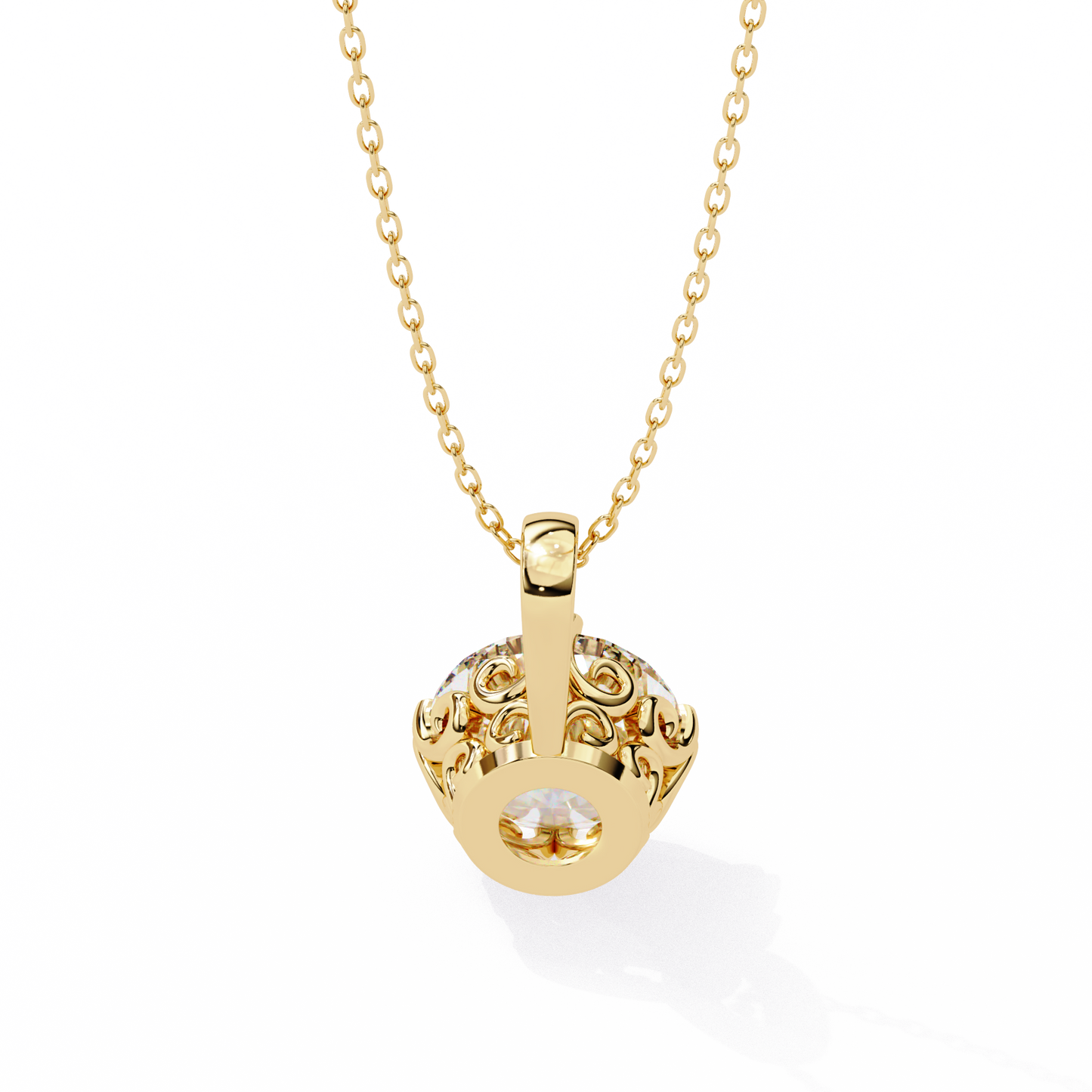 lgd solitaire pendant round stone (1.84ct) in 14k gold without chain