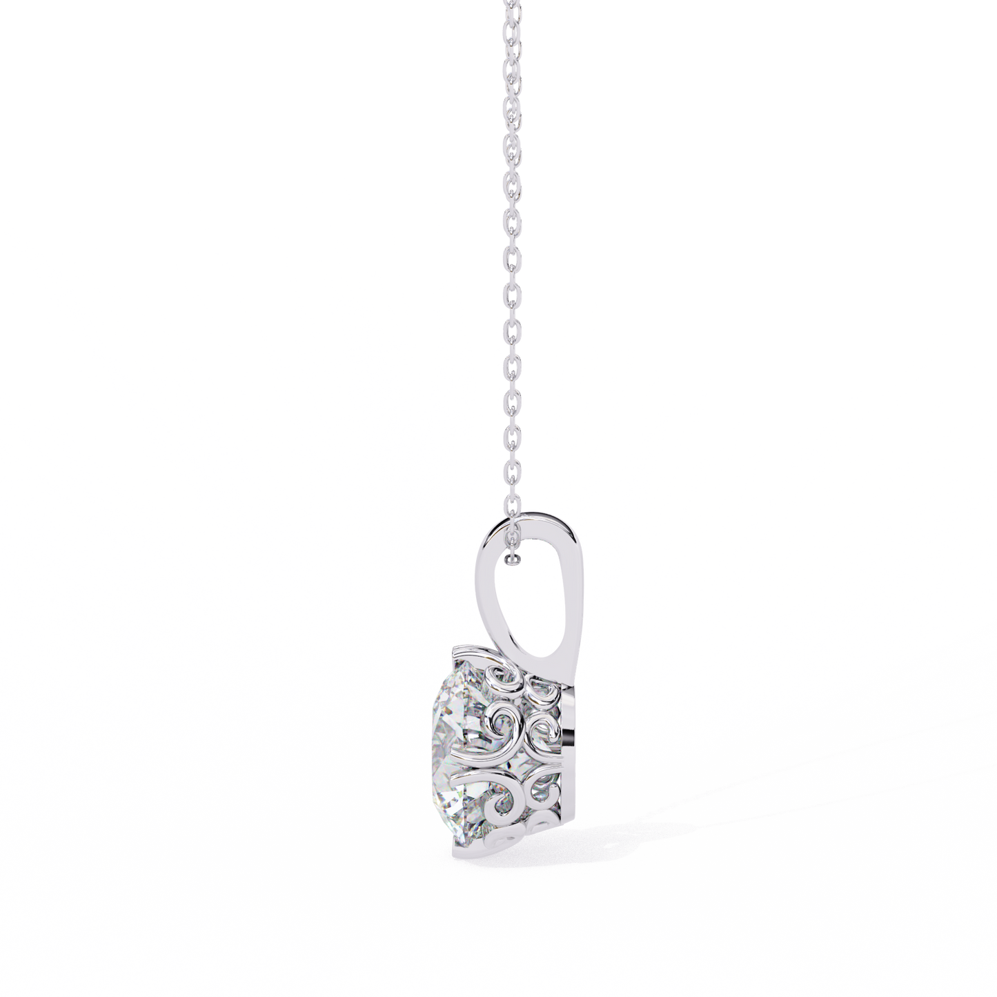 lgd solitaire pendant round stone (1.84ct) in 14k gold without chain