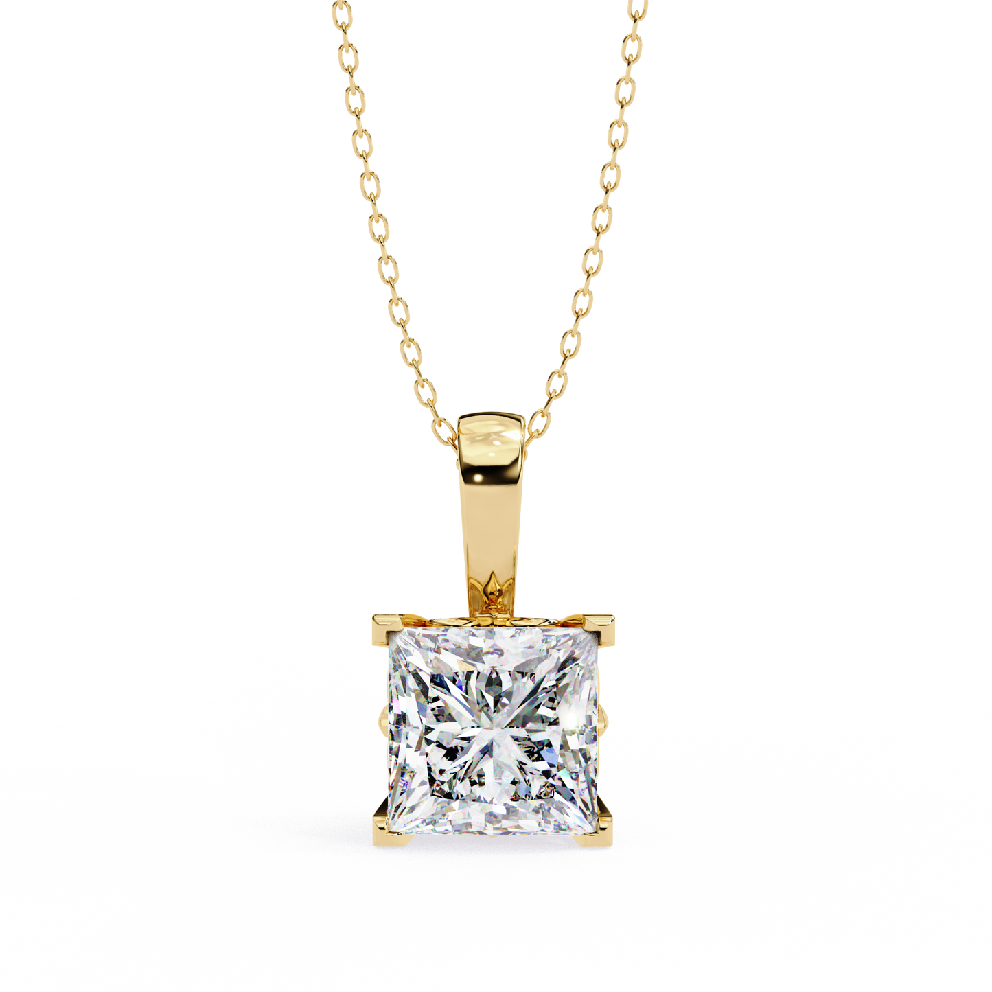2.00 carat princess cut diamond solitaire pendant necklace - modern fine jewelry