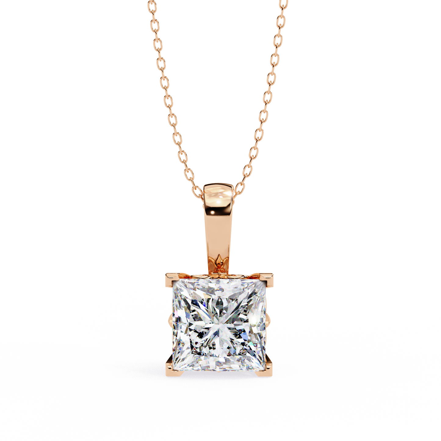 2.00 carat princess cut diamond solitaire pendant necklace - modern fine jewelry