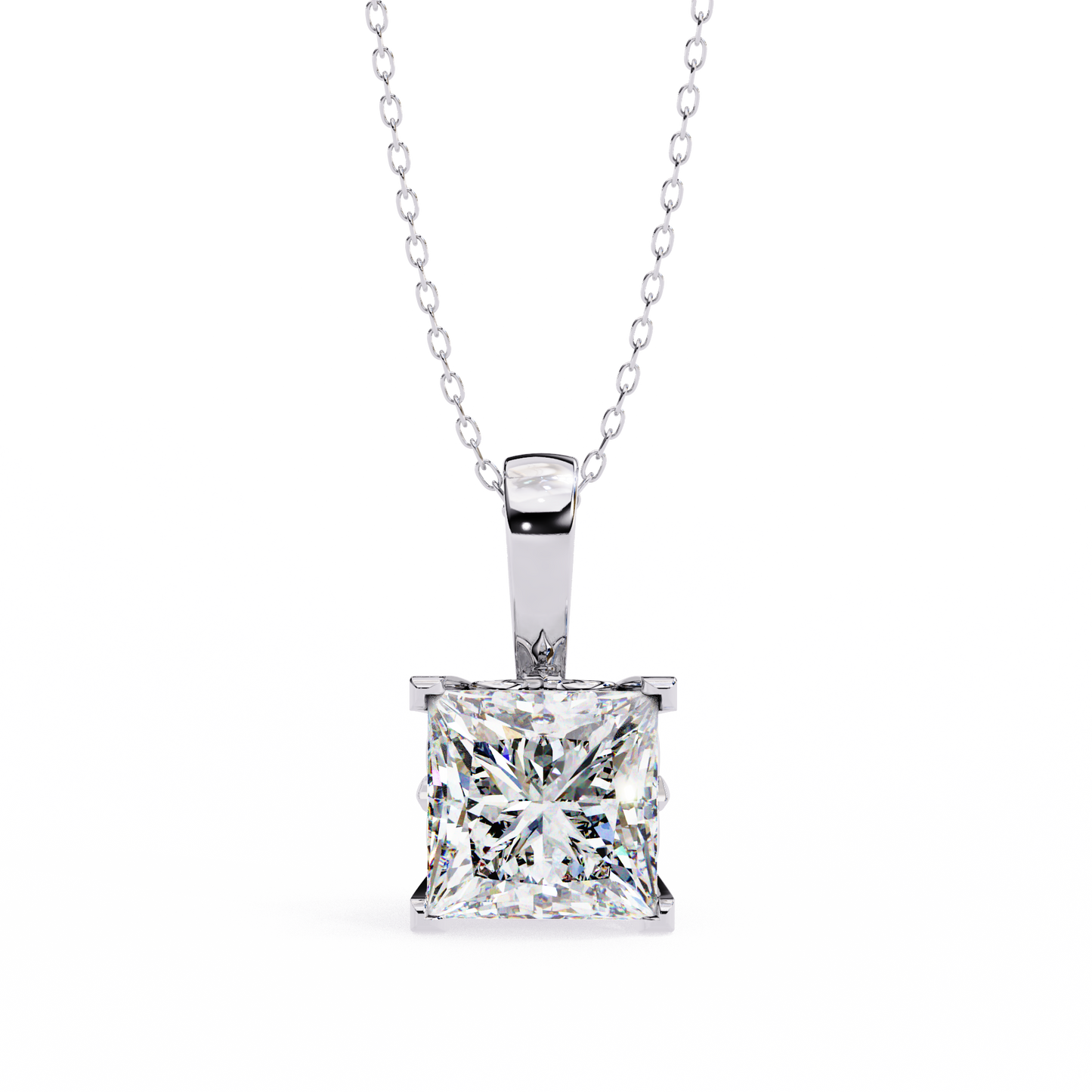 2.00 carat princess cut diamond solitaire pendant necklace - modern fine jewelry