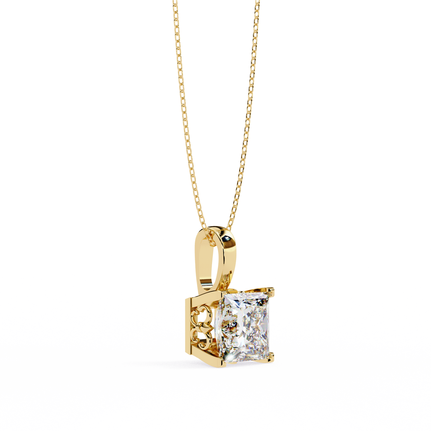 2.00 carat princess cut diamond solitaire pendant necklace - modern fine jewelry