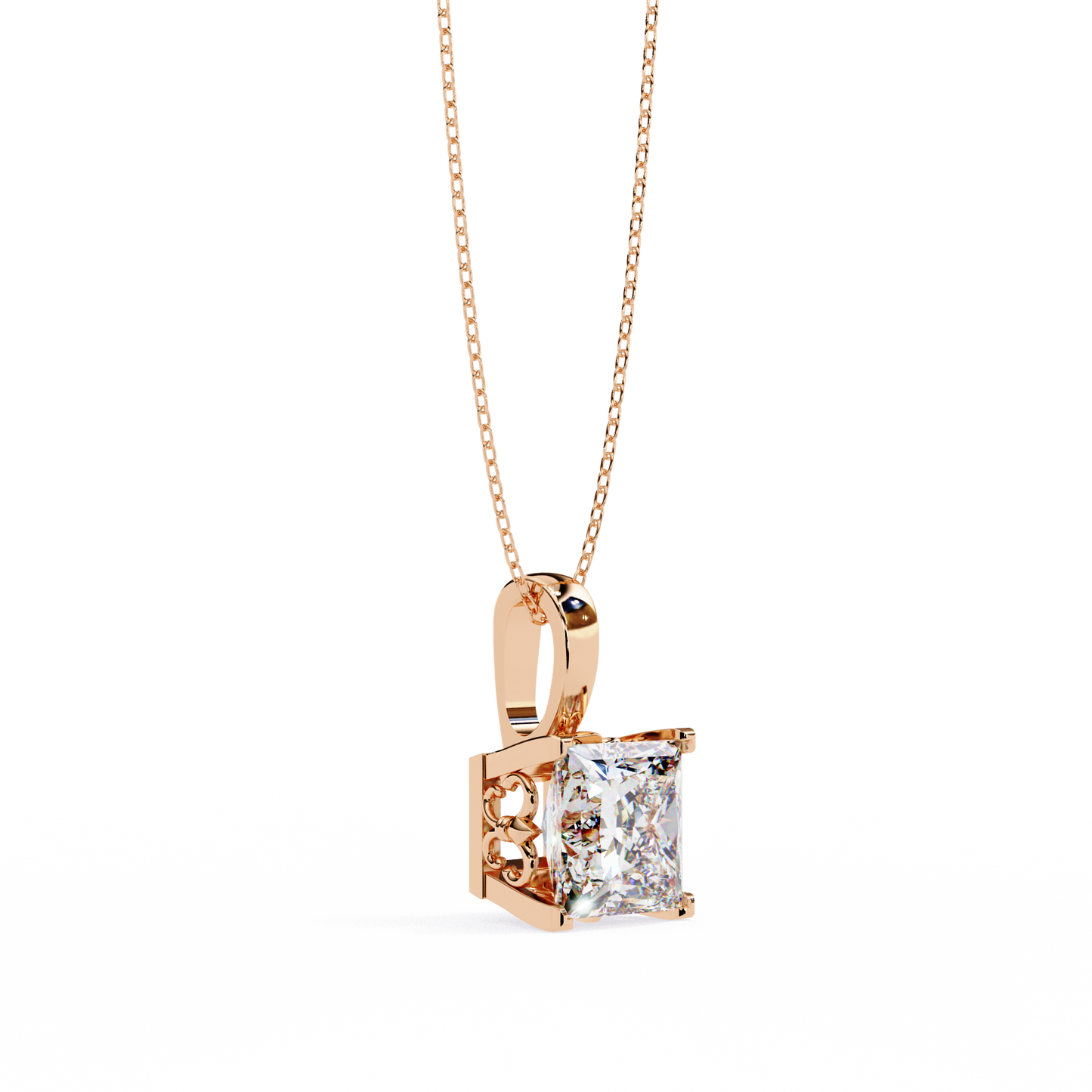 lgd solitaire pendant princess stone (2.62ct) in 14k gold without chain