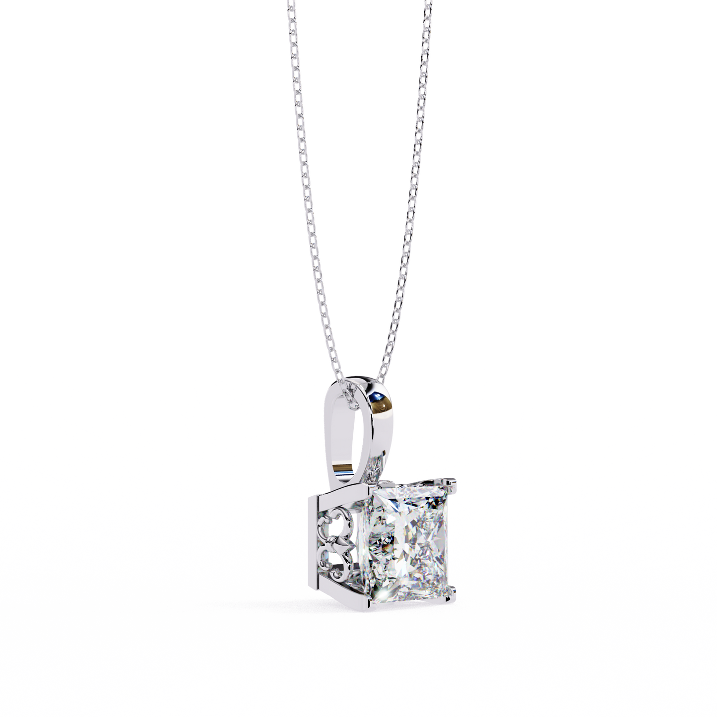 2.00 carat princess cut diamond solitaire pendant necklace - modern fine jewelry