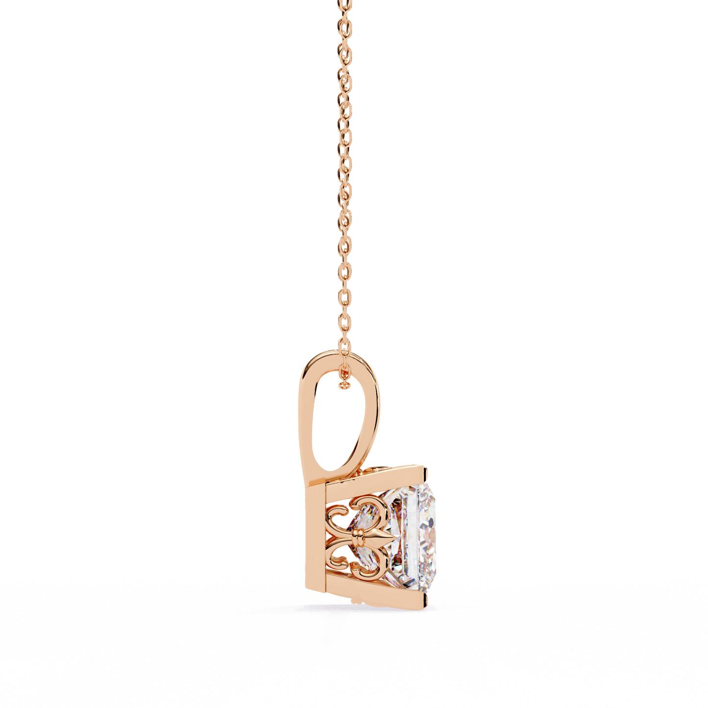 lgd solitaire pendant princess stone (2.62ct) in 14k gold without chain