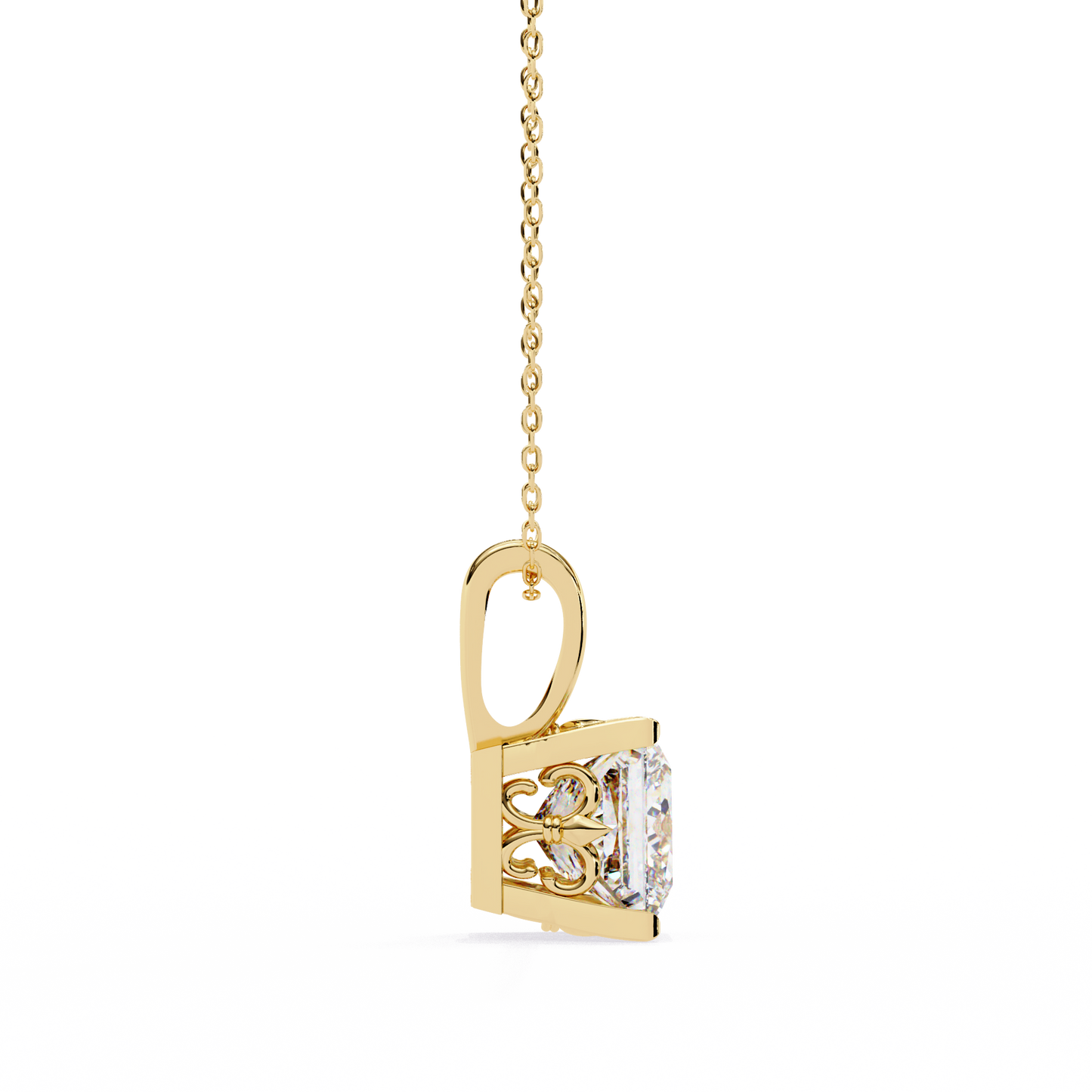 lgd solitaire pendant princess stone (2.62ct) in 14k gold without chain
