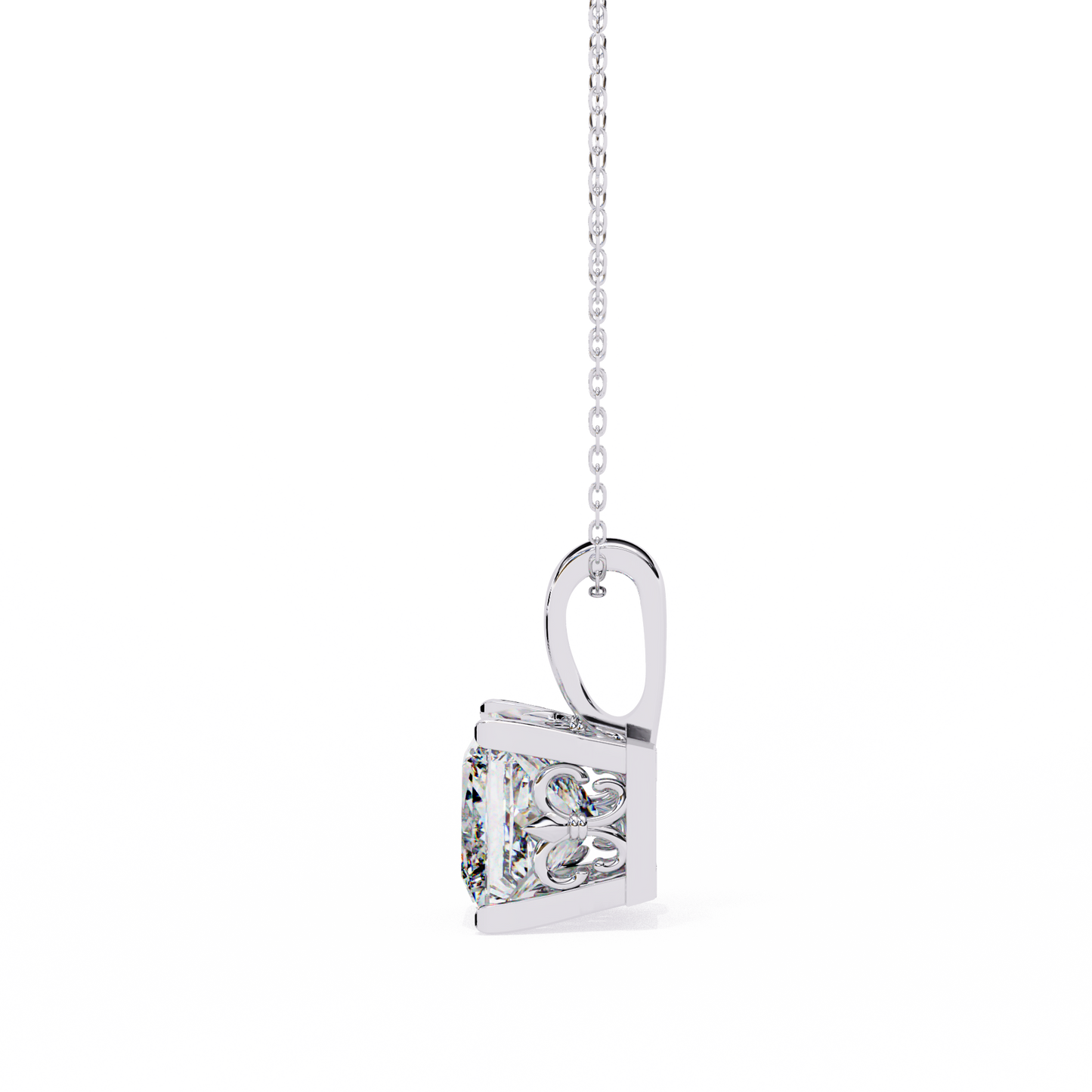 lgd solitaire pendant princess stone (2.62ct) in 14k gold without chain