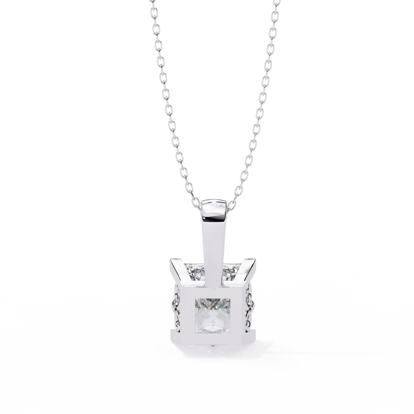 2.00 carat princess cut diamond solitaire pendant necklace - modern fine jewelry