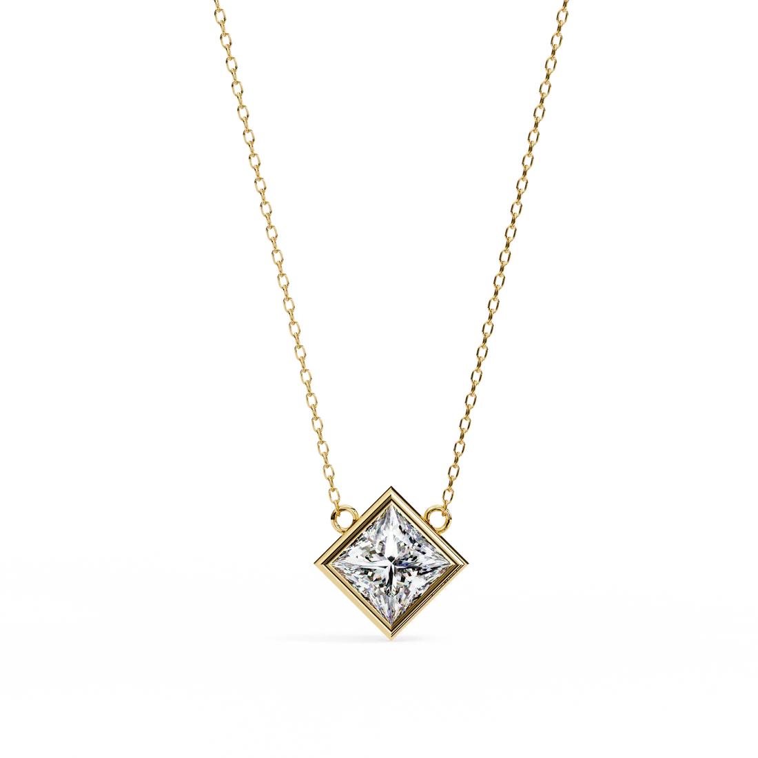 2.00 carat princess cut diamond solitaire pendant necklace - classic fine jewelry
