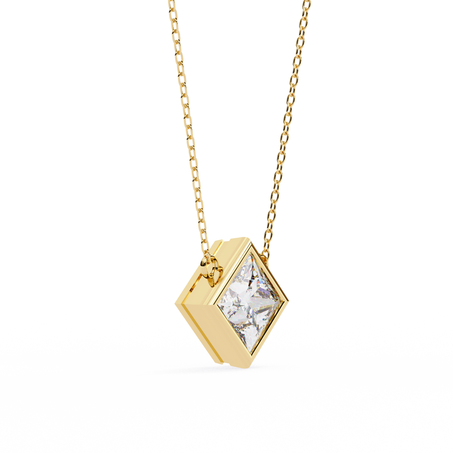 lgd solitaire pendant princess stone (2.01ct pair ) in 14k gold without chain