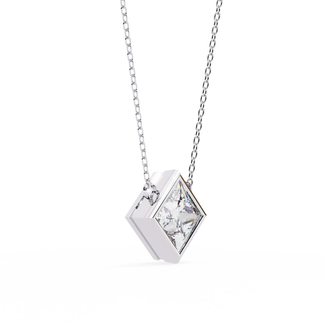2.00 carat princess cut diamond solitaire pendant necklace - classic fine jewelry