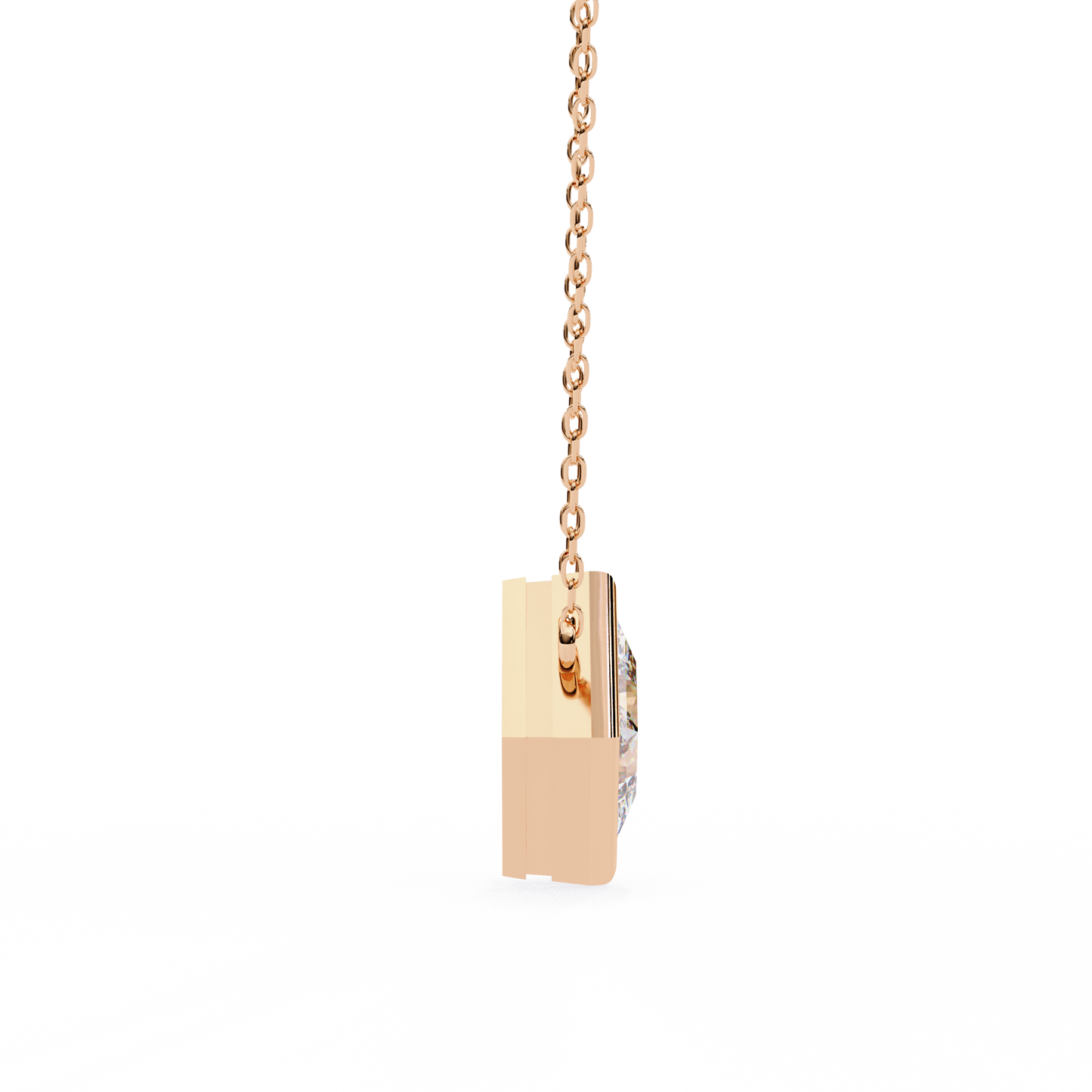 lgd solitaire pendant princess stone (2.01ct pair ) in 14k gold without chain