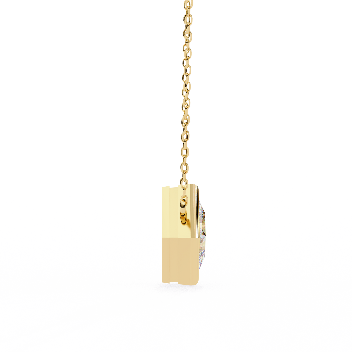 lgd solitaire pendant princess stone (2.01ct pair ) in 14k gold without chain