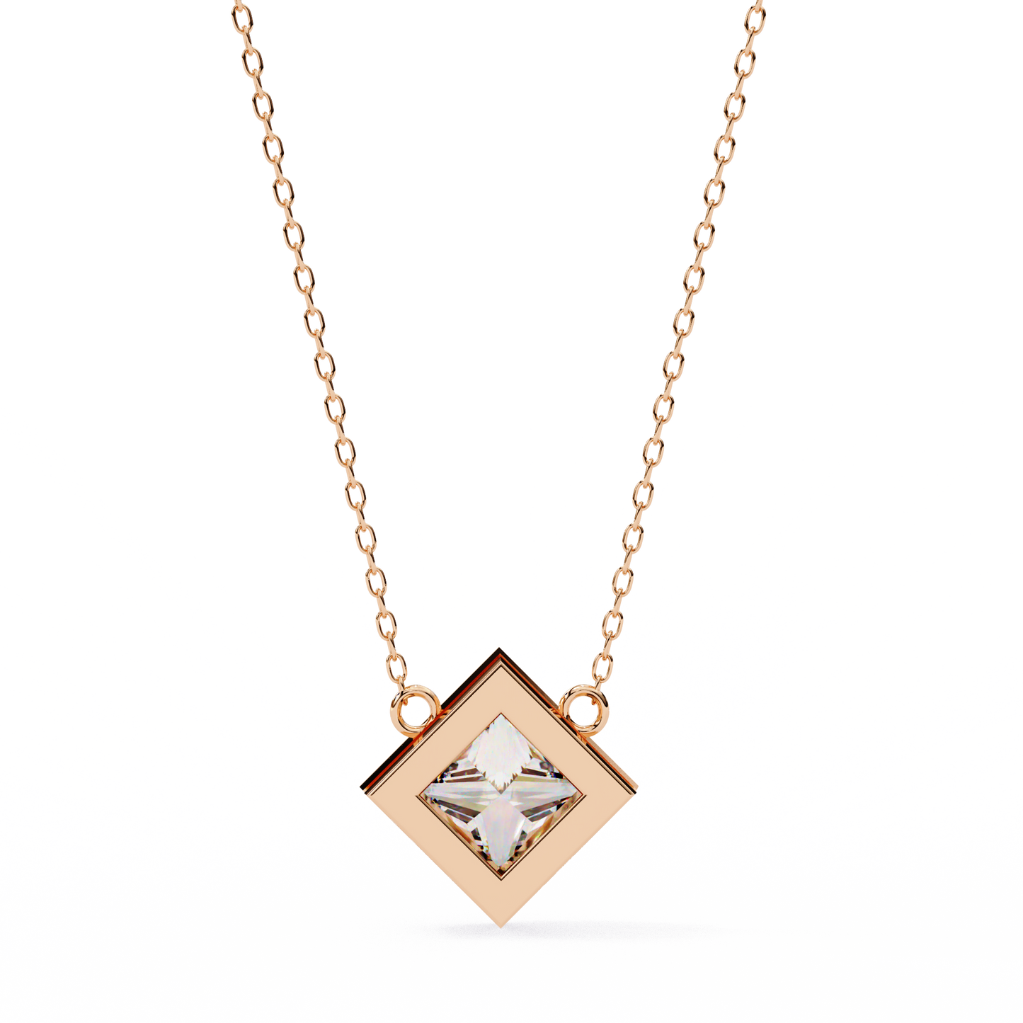 lgd solitaire pendant princess stone (2.01ct pair ) in 14k gold without chain