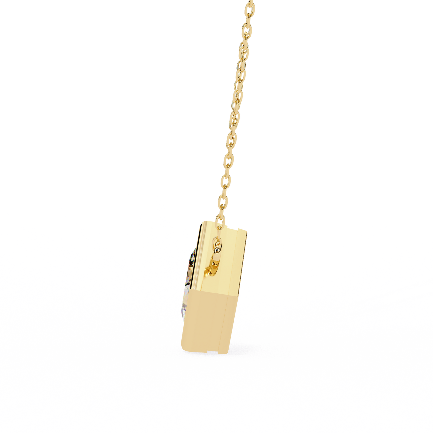 lgd solitaire pendant princess stone (2.01ct pair ) in 14k gold without chain