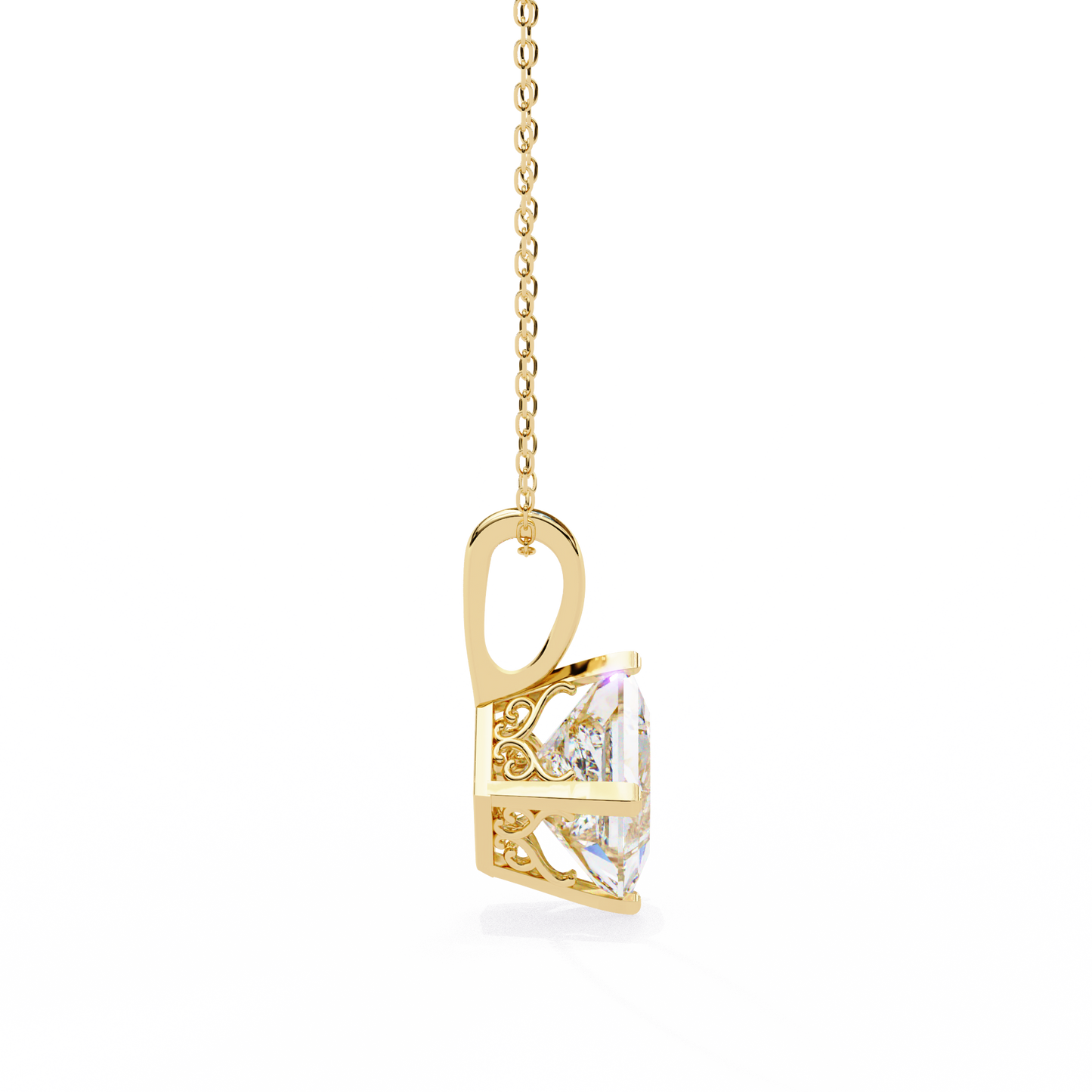 lgd solitaire pendant princess stone (2.87ct pair ) in 14k gold without chain