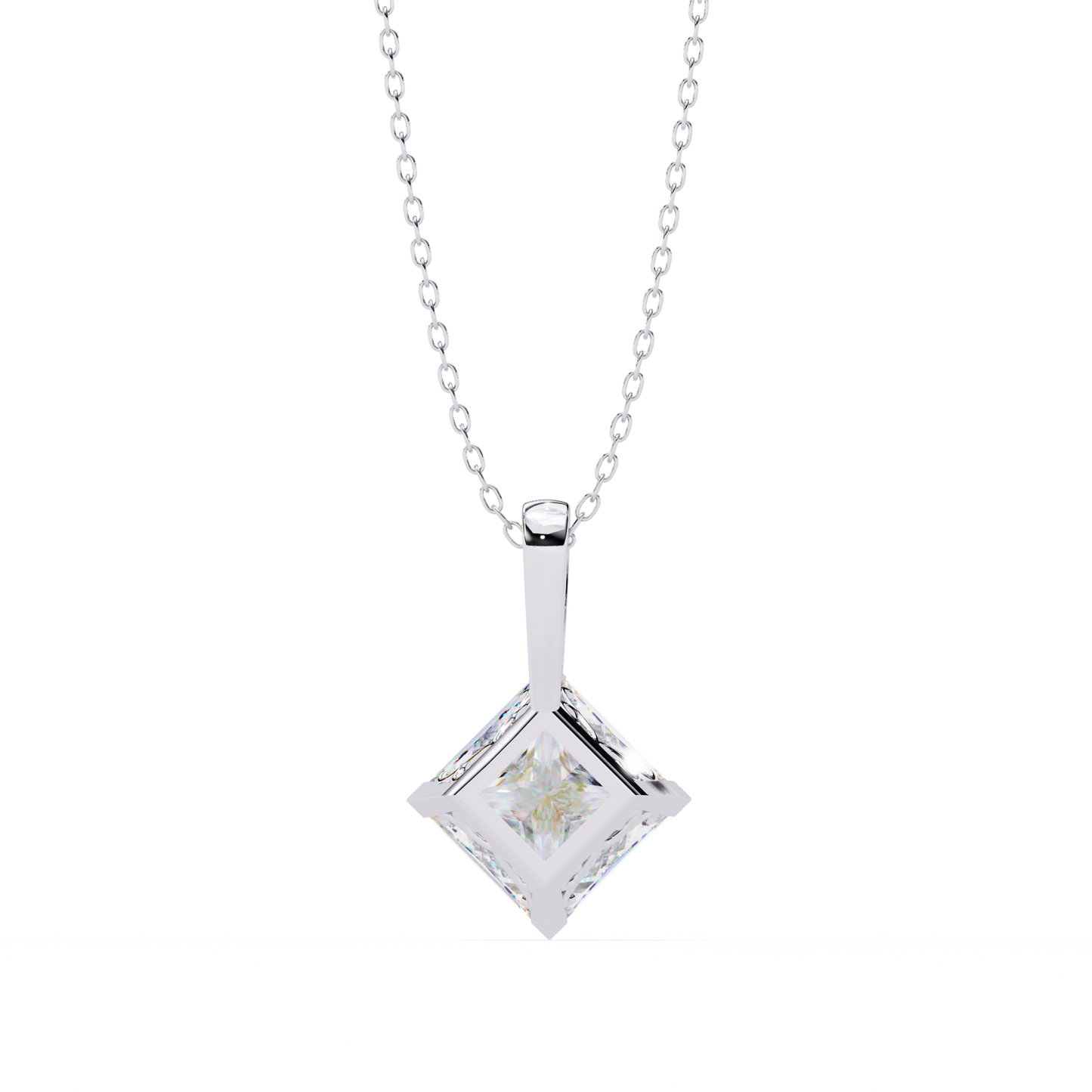 lgd solitaire pendant princess stone (2.87ct pair ) in 14k gold without chain