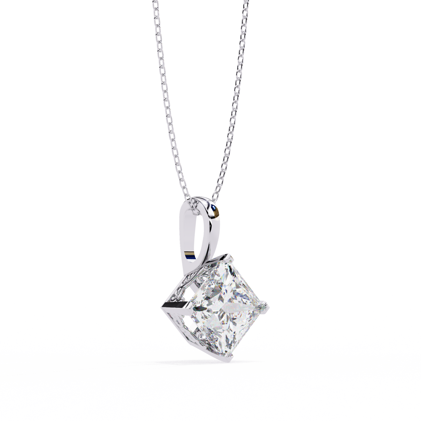 lgd solitaire pendant princess stone (2.87ct pair ) in 14k gold without chain