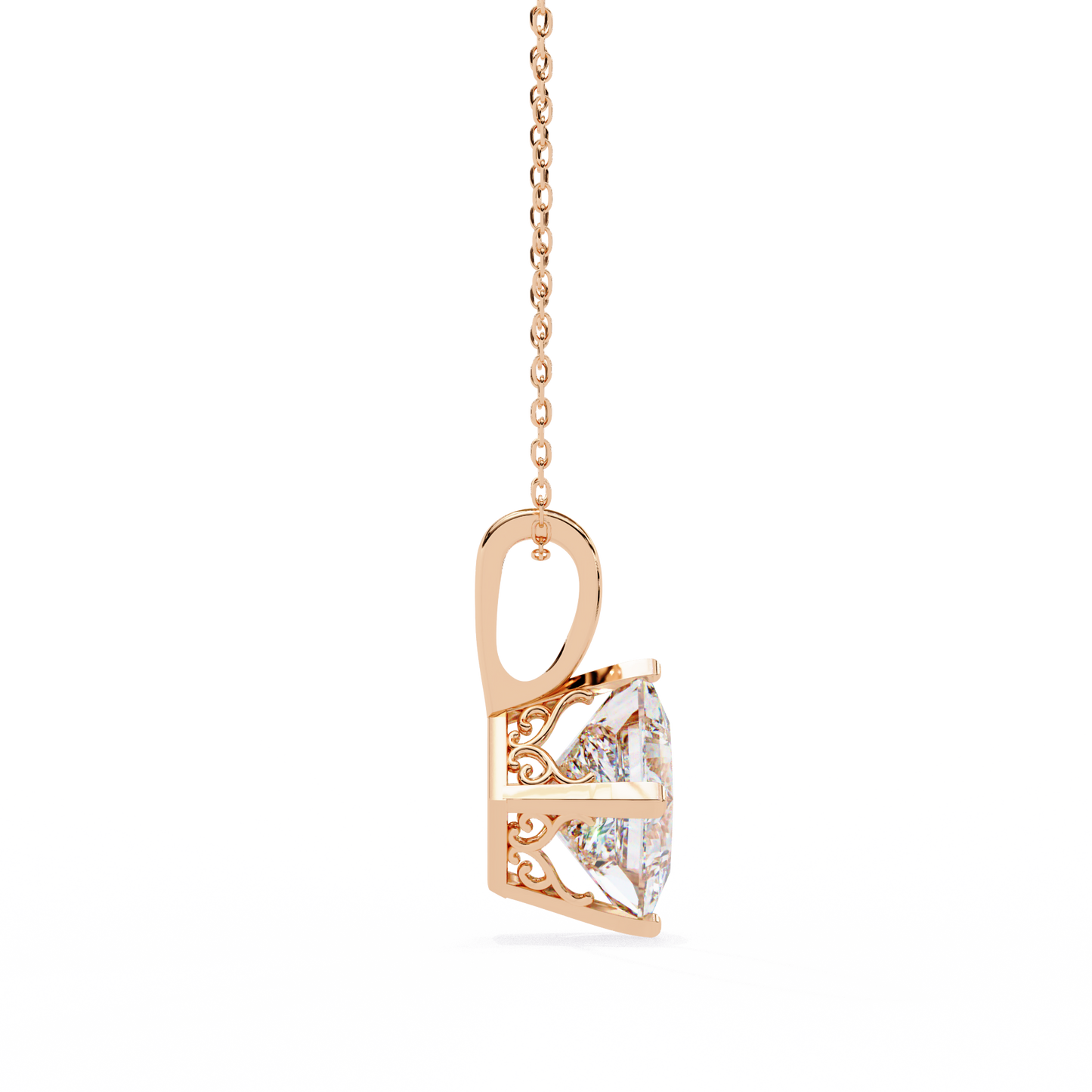 lgd solitaire pendant princess stone (2.87ct pair ) in 14k gold without chain