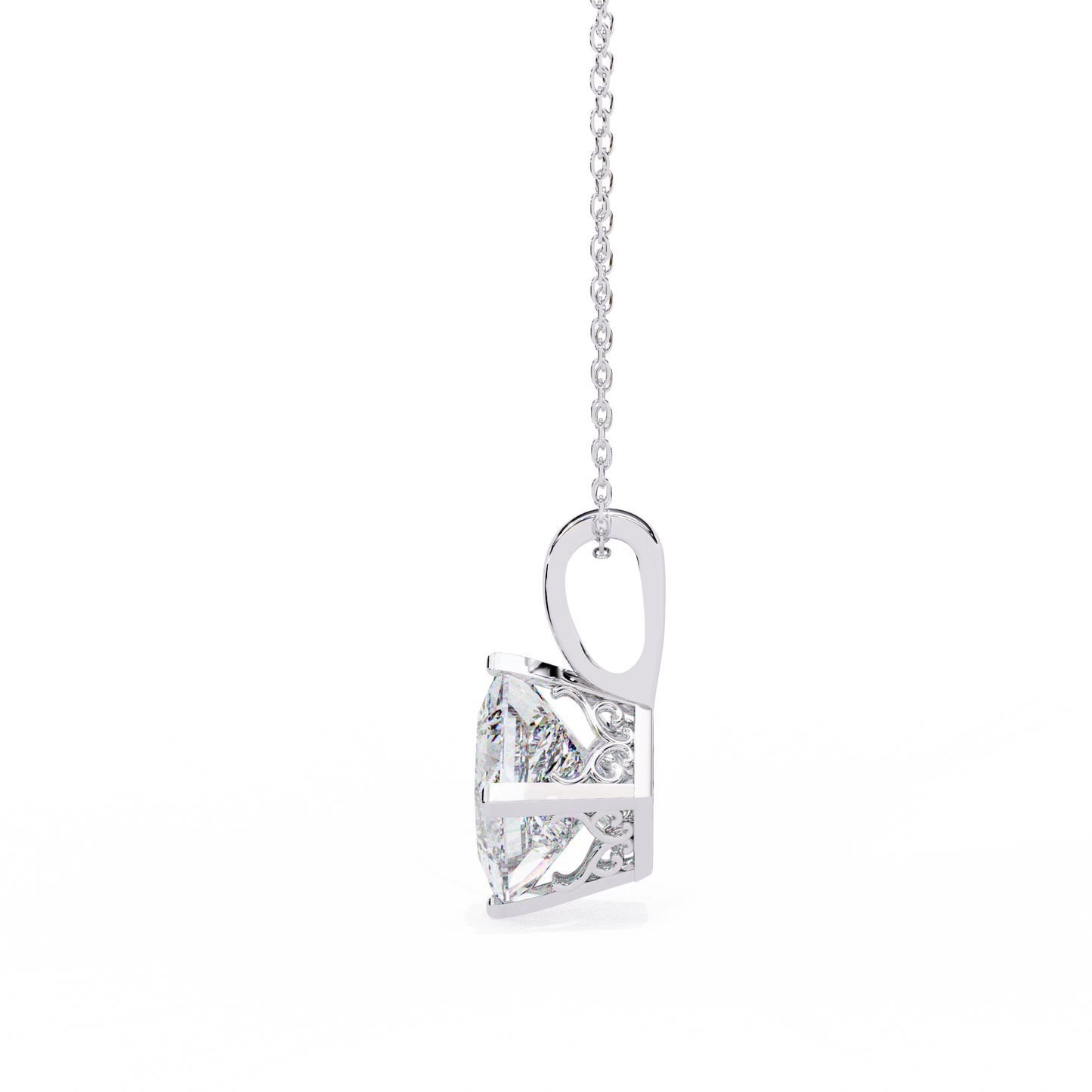 lgd solitaire pendant princess stone (2.87ct pair ) in 14k gold without chain