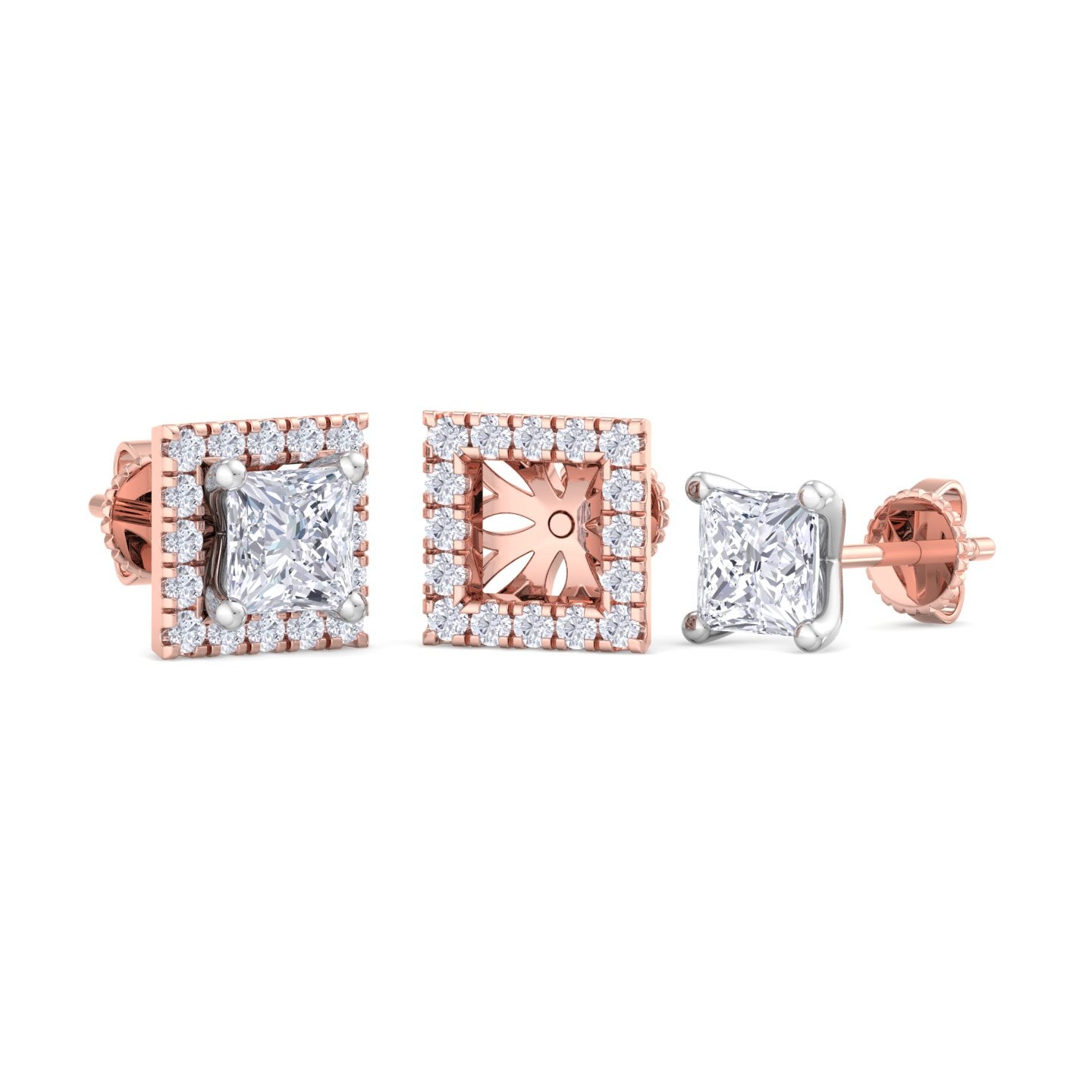 1.64 carat princess cut diamond studs earrings – luxury diamond jewelry