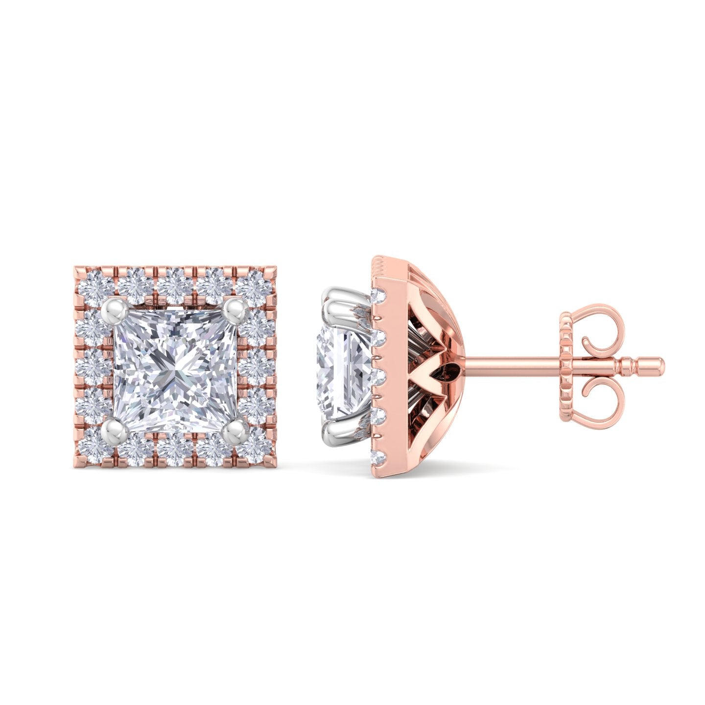 1.64 carat princess cut diamond studs earrings – luxury diamond jewelry