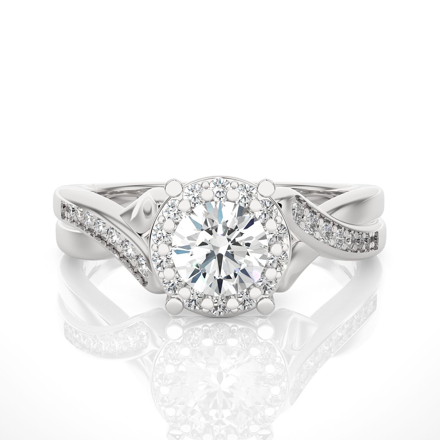1.28 carat round cut halo diamond engagement ring for women โ elegant bridal jewelry