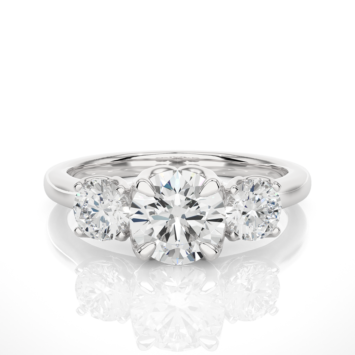 three stone 2 carat round cut diamond engagement ring for women โ elegant bridal jewelry