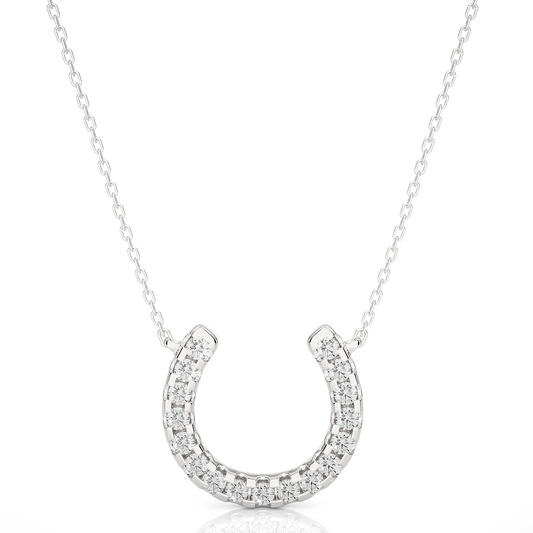Round Cut Diamond Horseshoe Pendant Necklace – Modern Fine Jewelry