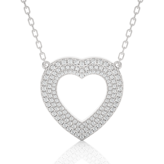 1.00 Carat Heart Cut Pavé Set Diamond Pendant Necklace – Romantic Fine Jewelry