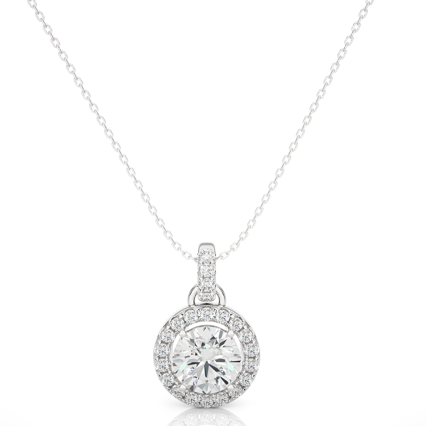 1.72 carat round cut diamond halo pendant necklace – elegant fine jewelry