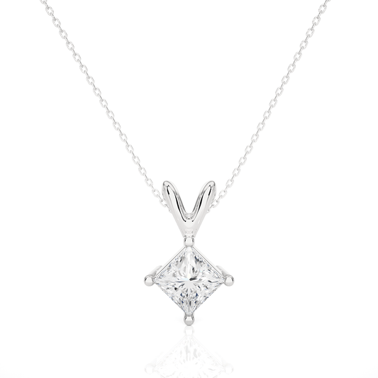 Princess Cut Diamond Solitaire Pendant Necklace – Modern Jewelry