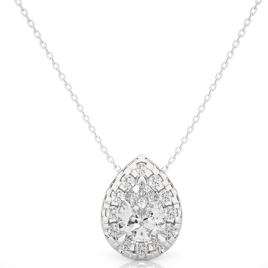 1.24 Carat Pear Cut Diamond Halo Pendant – Elegant Fine Jewelry