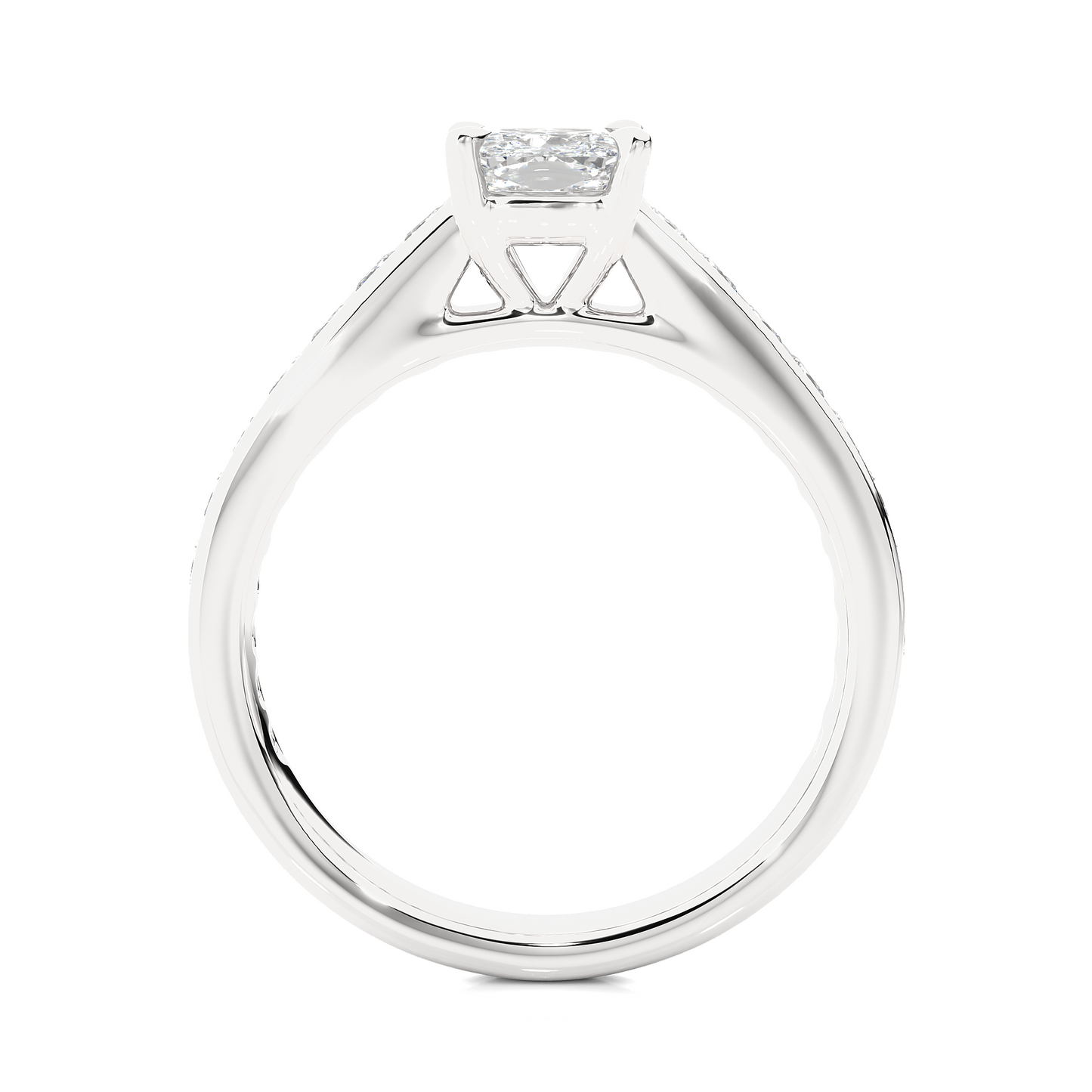1.20 carat cushion cut solitaire diamond engagement ring with princess side stones โ elegant bridal jewelry