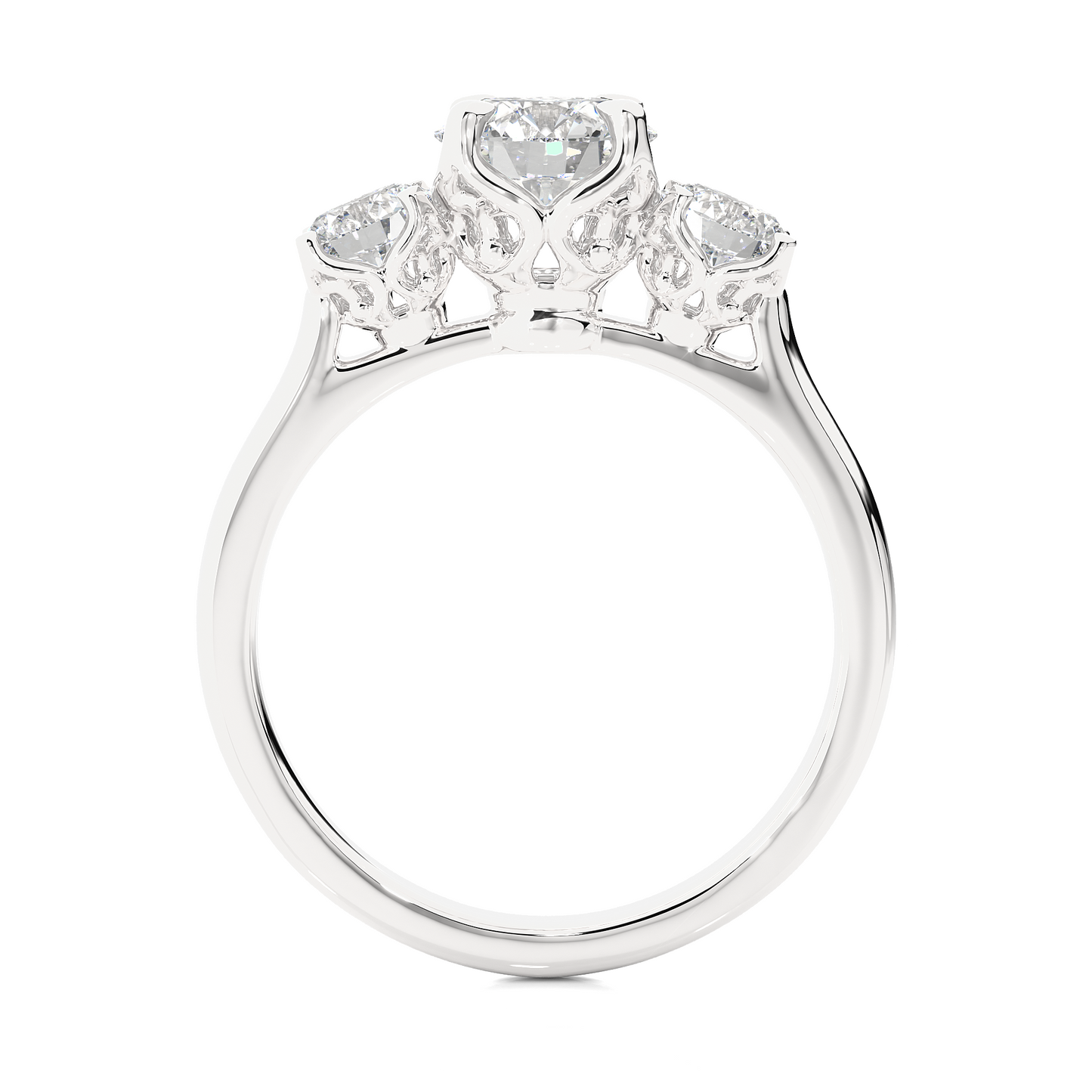 three stone 2 carat round cut diamond engagement ring for women โ elegant bridal jewelry