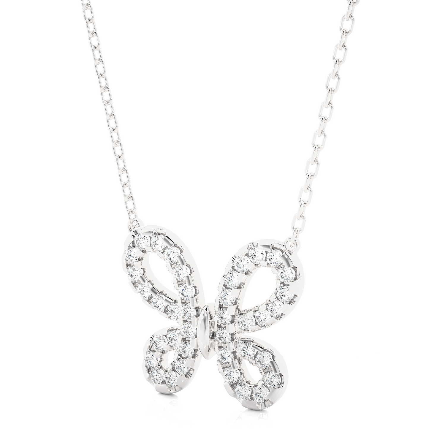 round cut butterfly pavé diamond pendant necklace – dainty jewelry for women