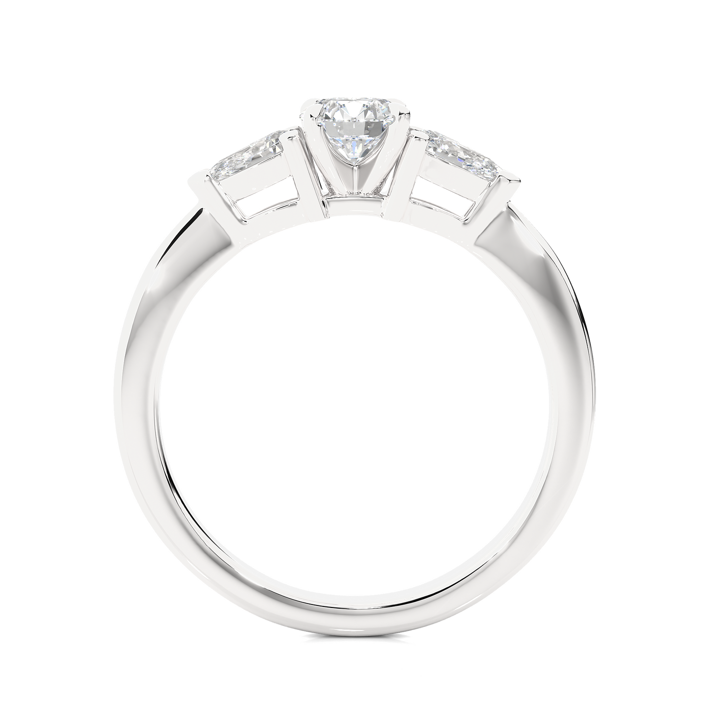 three stone 2 carat round & pear cut diamond engagement ring for women – elegant bridal jewelry