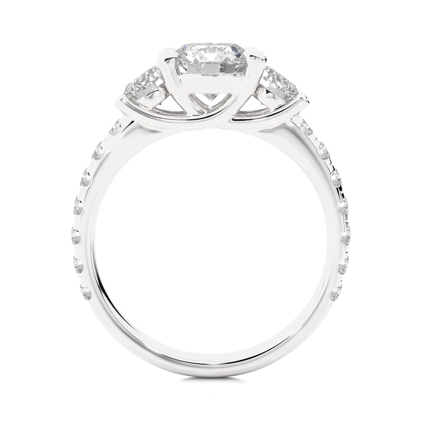 three stone 2.14 carat round cut diamond engagement ring for women – luxury bridal jewelry