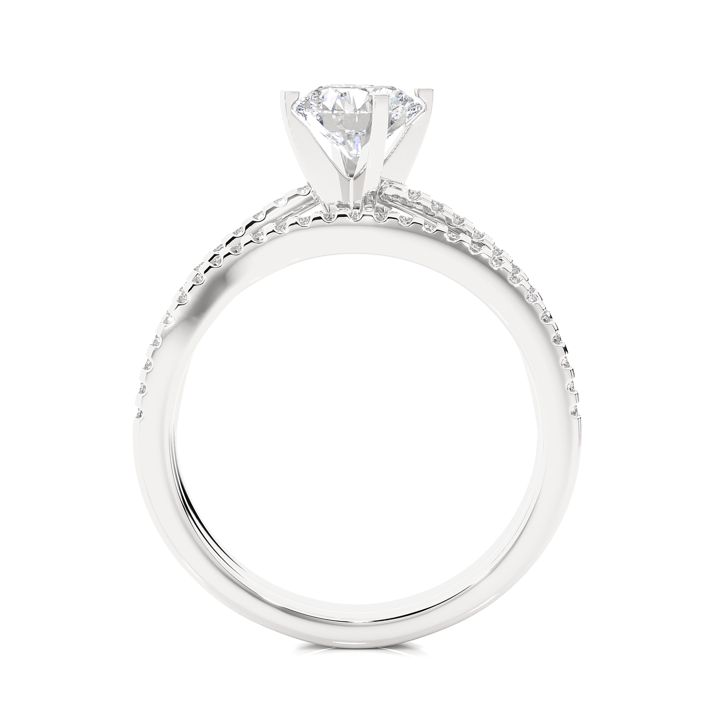 2.52 carat round cut solitaire diamond engagement ring with round side stones โ elegant bridal ring