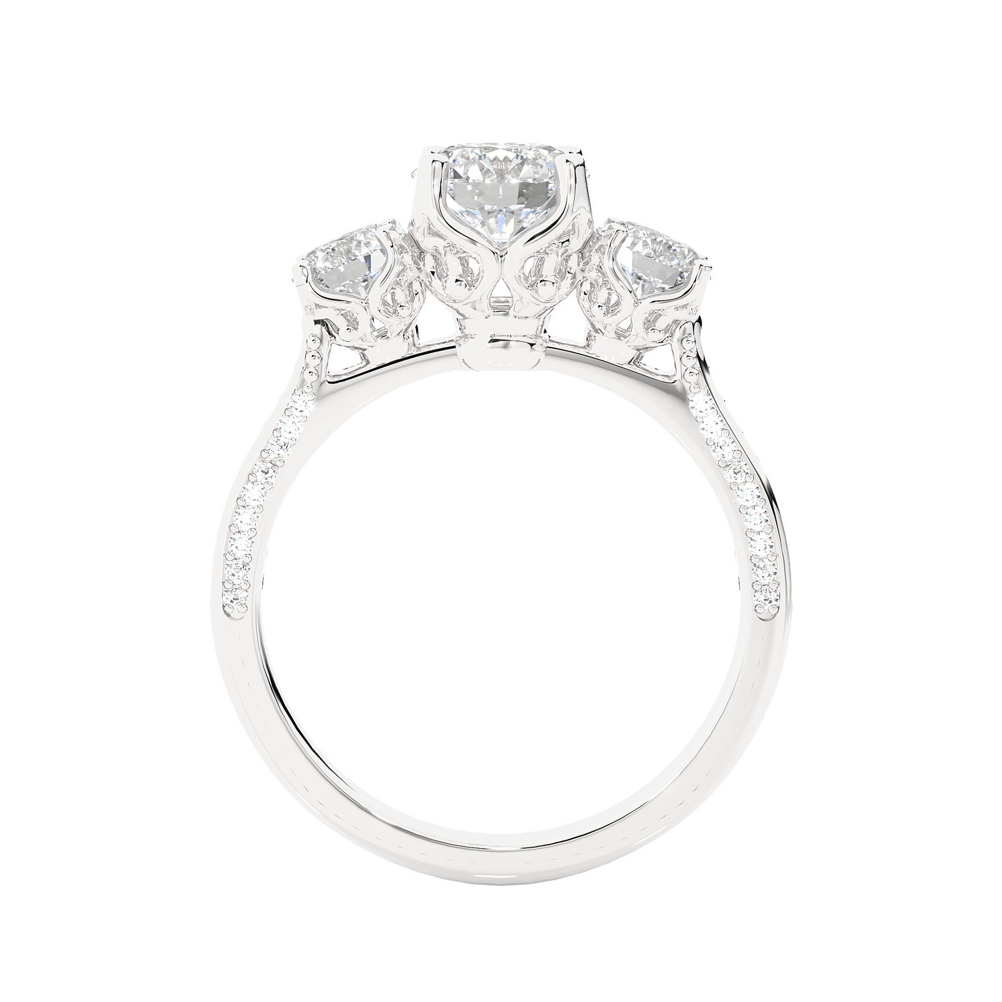 three stone 2.52 carat round cut diamond engagement ring for women โ luxury bridal jewelry