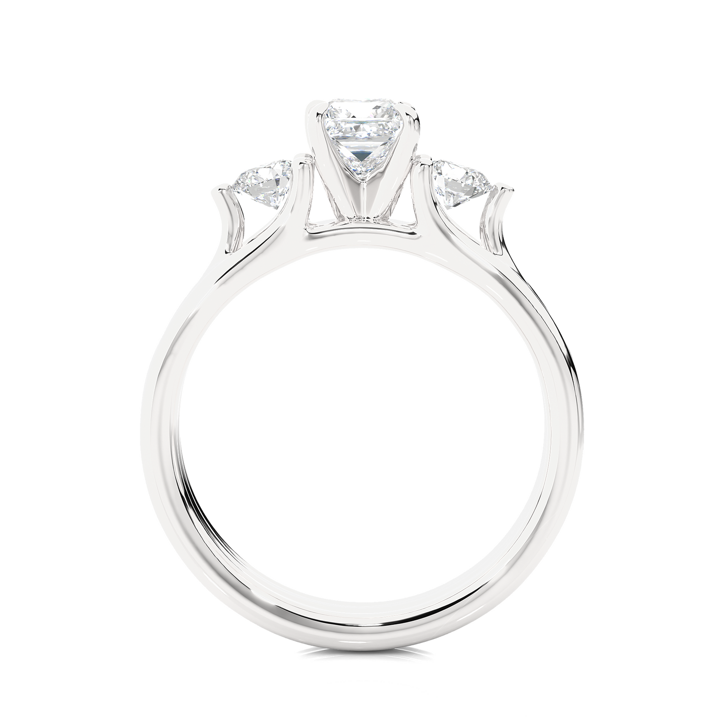 trinity princess & round cut diamond three-stone engagement ring for women – elegant bridal jewelry