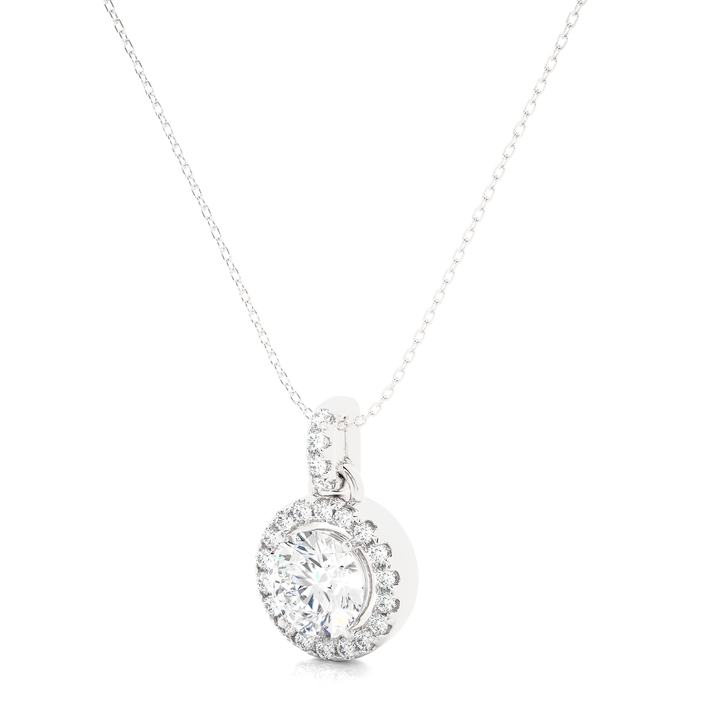 1.72 carat round cut diamond halo pendant necklace – elegant fine jewelry