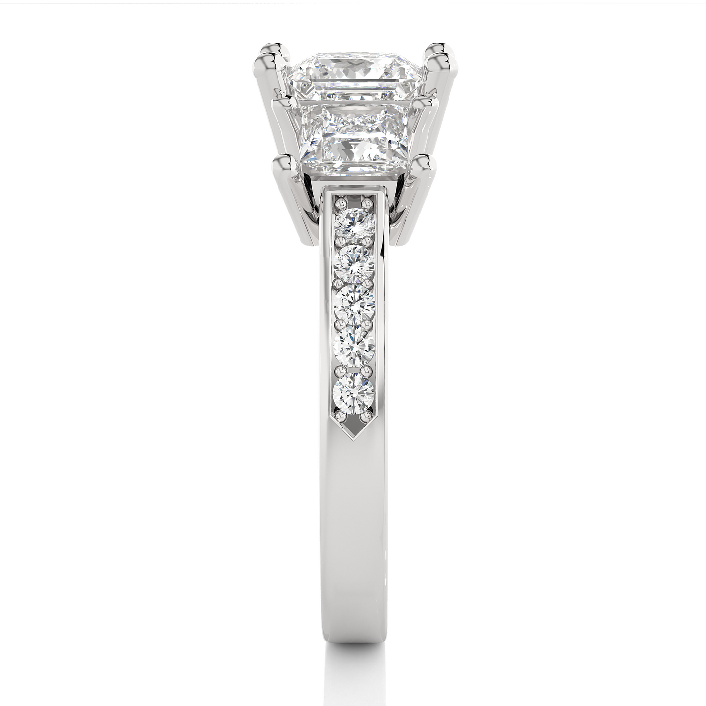 three stone 2.20 carat princess cut diamond engagement ring for women โ elegant bridal jewelry