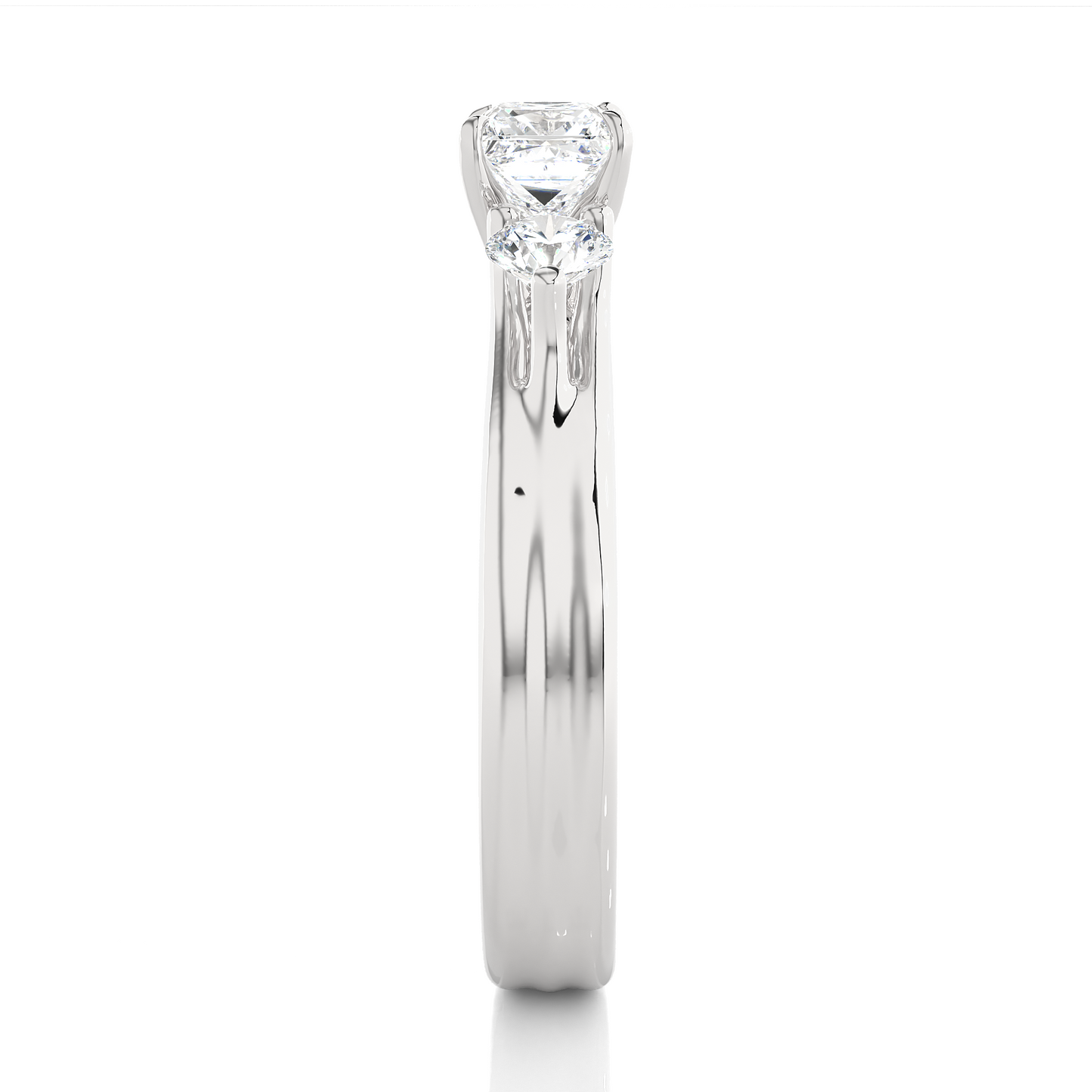 trinity princess & round cut diamond three-stone engagement ring for women – elegant bridal jewelry