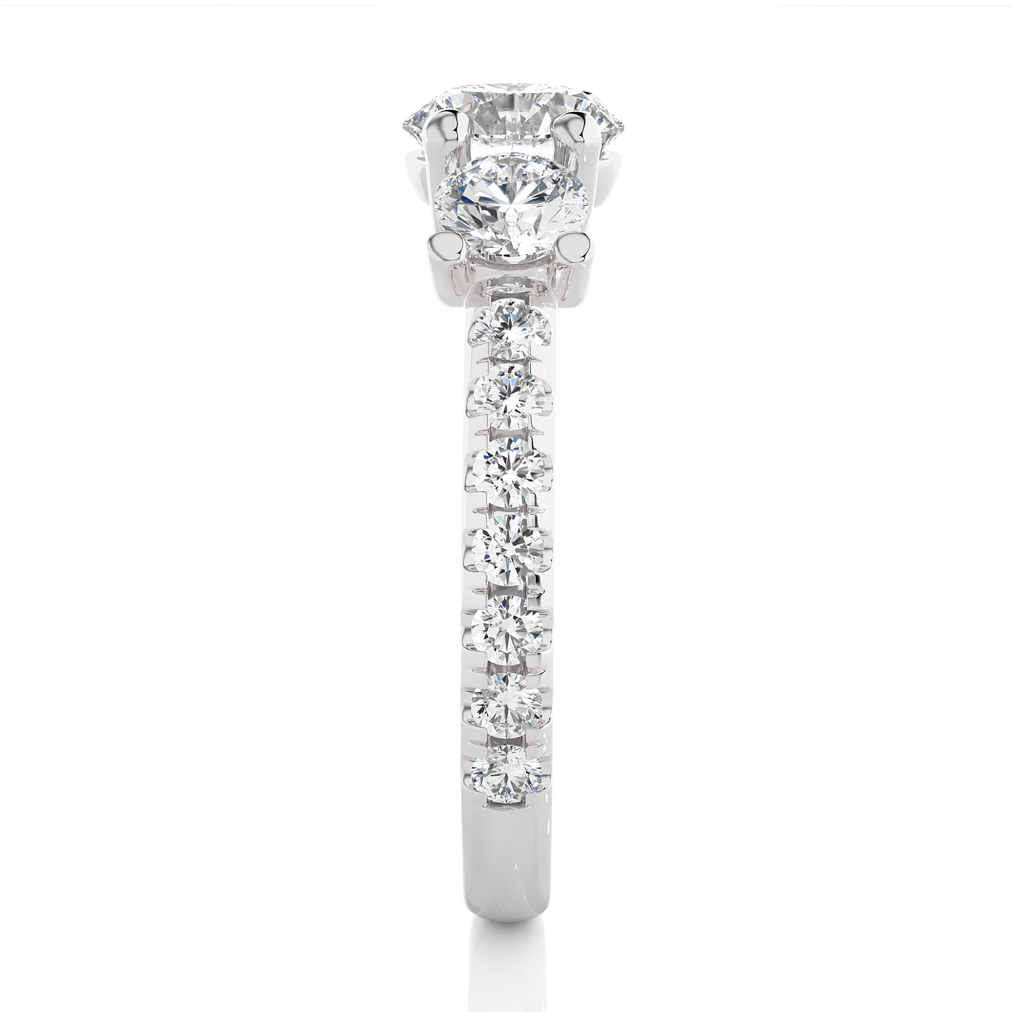 three stone 2.14 carat round cut diamond engagement ring for women – luxury bridal jewelry